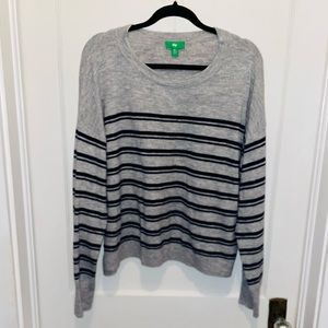 Grey sweater with navy blue stripes!